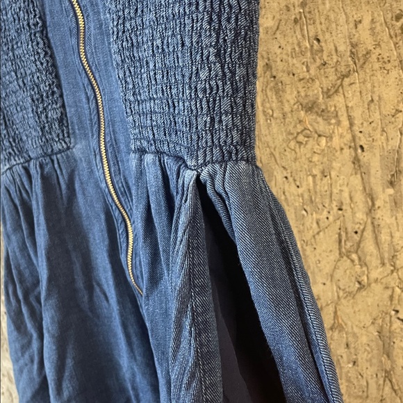 ANTHROPOLOGIE Women's The Tommie Cap-Sleeve Smocked Front-Zip Shirt Dress Size M - Picture 7 of 8